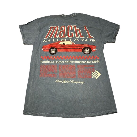 Ford Mustang Mach 1 Graphic T-Shirt Small Vintage Style Blue Ford Motor Co Tee - Picture 1 of 5